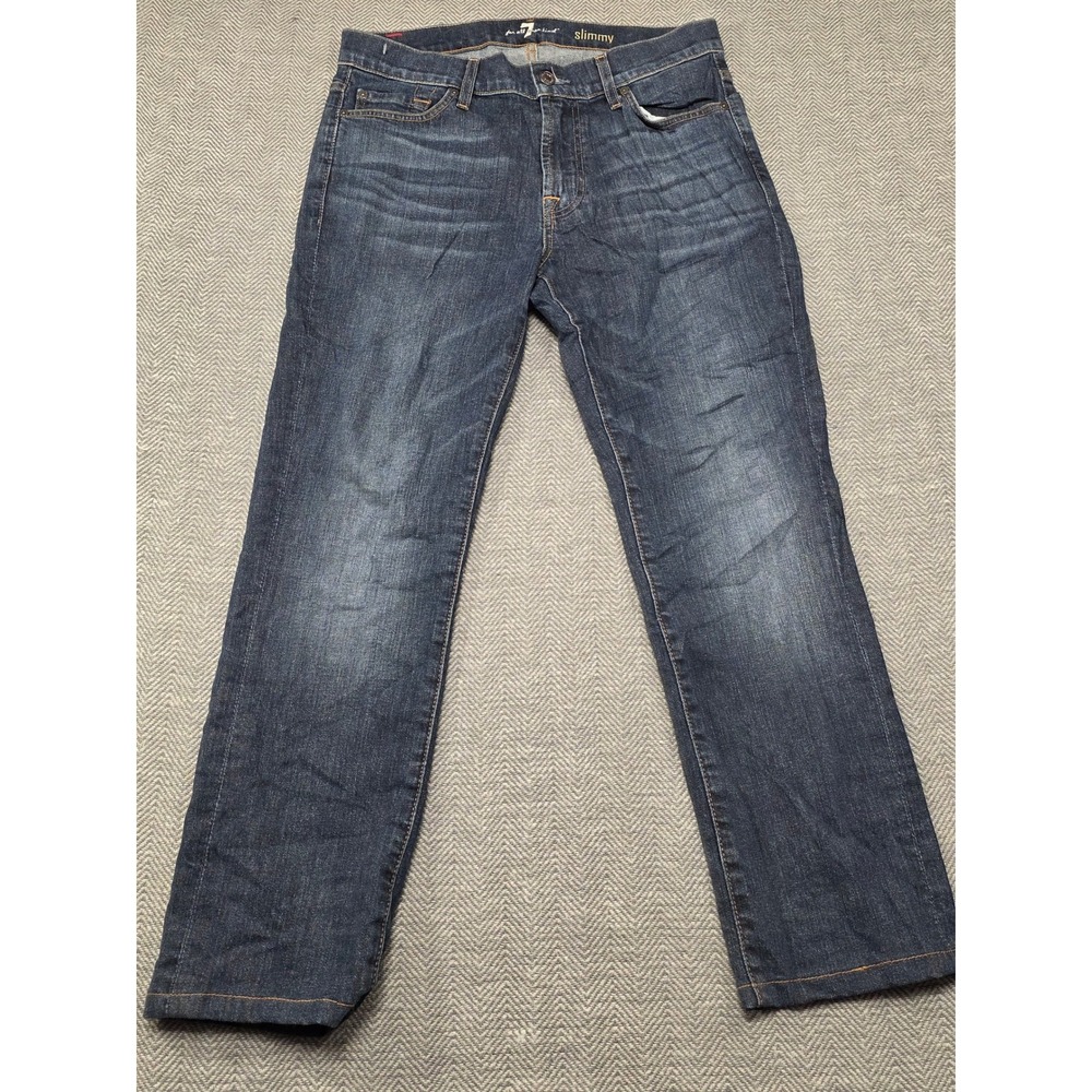7 For All Mankind Slimmy Mens Dark Wash Slim Straight Jeans Size 31 x 26